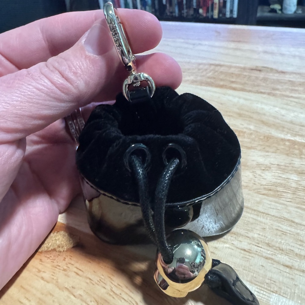 Furla small Black and Gold Drawstring Pouch